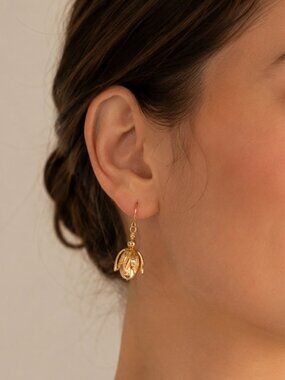 Handmade Gold Floral Drop Earrings Austrian Crystal Pearls